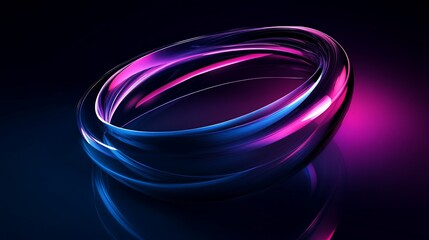 Abstract Glowing Curved Lines Ring with Dynamic Blue and Magenta Colors