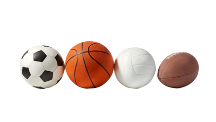 set of sports balls isolated on white background as transparent PNG. GENERATIVE AI