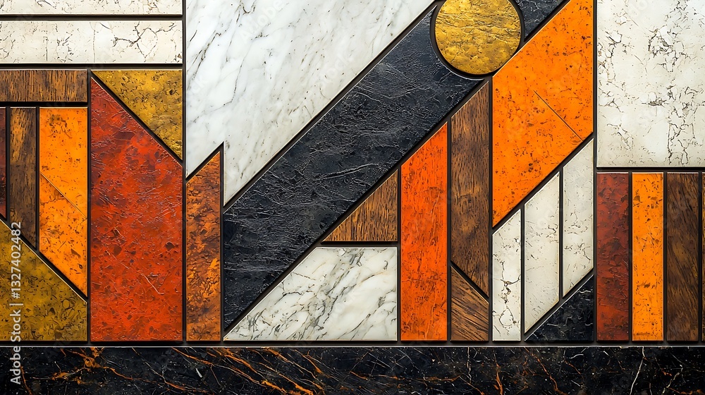 Aufkleber geometric abstract texture design with warm tones
