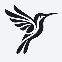 Minimalist Bird Illustration Hummingbird Icon in Black
