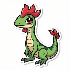 Fototapeta premium A cute cartoon rooster, a funny farm bird with a happy smile, waving its tail