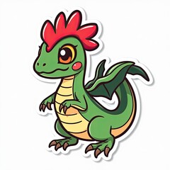 Fototapeta premium A cute cartoon rooster, a funny farm bird with a happy smile, waving its tail