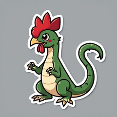 Obraz premium A cute cartoon rooster, a funny farm bird with a happy smile, waving its tail