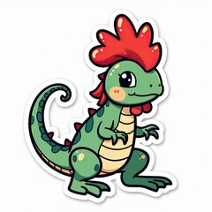 Fototapeta premium A cute cartoon rooster, a funny farm bird with a happy smile, waving its tail