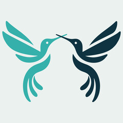 Elegant Hummingbird Pair Logo Minimalist Vector Illustration