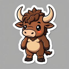 Obraz premium Cute Cartoon Character of a Brown Bull with a Playful Expression