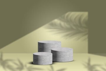 Luxury Empty Stone podium arrangement with dry flower on beige wall background. Composition with realistic rock backdrop. Mock up for presentation, branding products, cosmetics jewellery