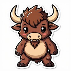 Obraz premium Cute Cartoon Character of a Brown Bull with a Playful Expression