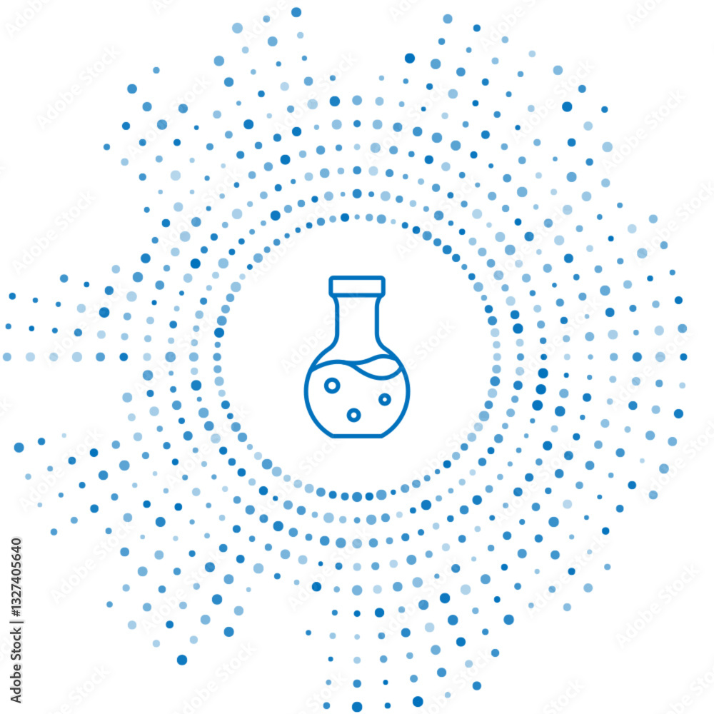 Poster blue line test tube and flask chemical laboratory test icon isolated on white background. laboratory