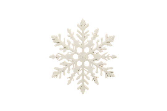 Distressed White Wooden Snowflake Ornament, Isolated