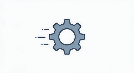 Moving Gear Symbolizes Speed and Progress Against a Simple White Background