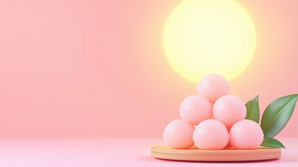 Handcrafted Durian-Based Desserts and Snacks of durian mochi bites, soft and chewy with a pastel glow, symbolizing handcrafted perfection, Durian Product Traditional.