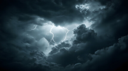 Lightning Strikes in Dark Storm Clouds A Moment of Power