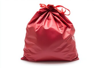 Red garbage bag isolated on white or white background.