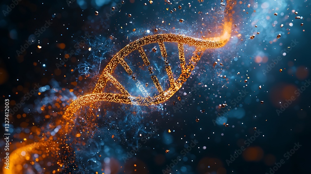 Poster glowing dna helix abstract 3d rendering
