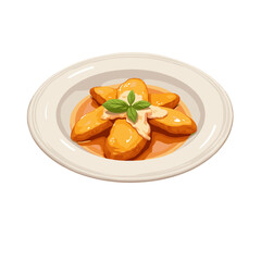 Losing weight. Food illustration of a balanced dish with colorful ingredients, mindful eating