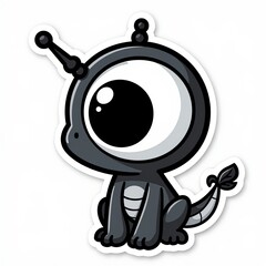 Cute cartoon monster character with big eye and yellow body