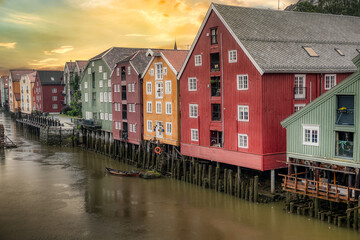 Naklejka premium Trondheim, formerly Nidaros and Trondheim, is a city and municipality in Norway, capital of the county of Trøndelag.