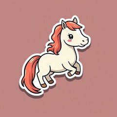 Fototapeta premium Cute Cartoon Pony Character with Green Mane and Cheerful Expression