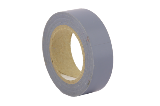 A roll of gray insulation tape. Transparent background in PNG.