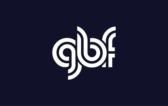 GBF Creative Unique Modern Letter Logo Design.  Stylized logo featuring a unique letter design, presenting abstract minimalist aesthetics and modern appeal.