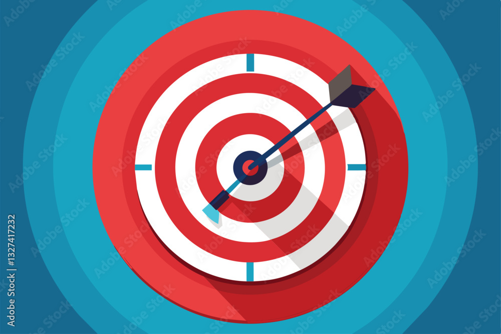Poster a dartboard featuring a central target design with an arrow striking the middle, showcasing precisio