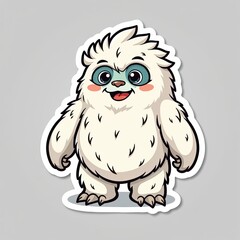 Cute Cartoon Character of a Friendly Yeti with Fluffy Fur