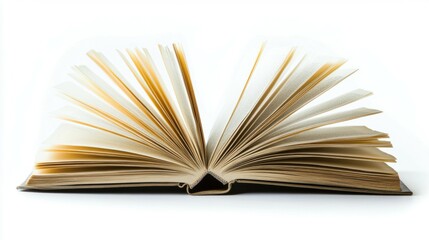 Fototapeta premium Open book with blurred text on white background