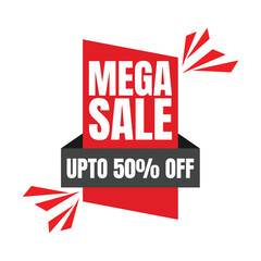 Mega sale offers trendy banner design. Discount banners set, 50% offer discount coupons. Super sale modern banner design, Limited time offer. Best discounts offer banners. Price deal sale stickers.