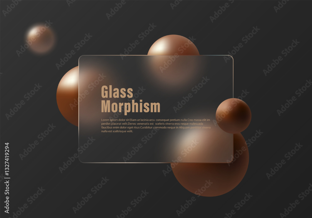 Aufkleber dark gradient background with partition and spheres. glass morphism style background.