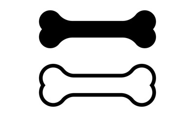 Bones Set Black Silhouette Outline Vector Design on White Background