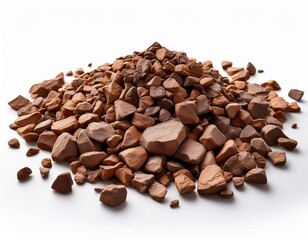 brown gravel pieces on white background