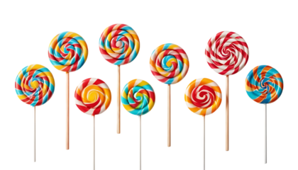  Colorful lollipops with swirling patterns and fun designs png