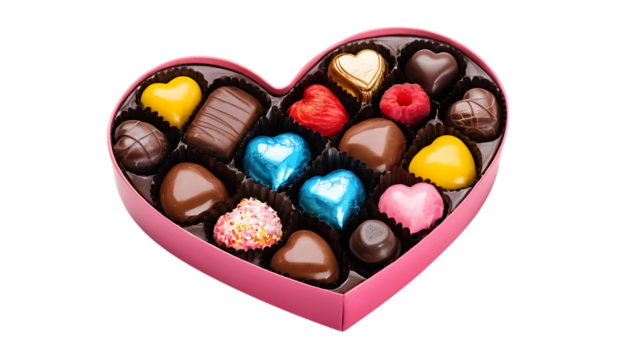  Colorful heart shaped boxe filled with assorted delicious chocolates png