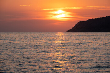 Beautiful Mediterranean sunset across sea