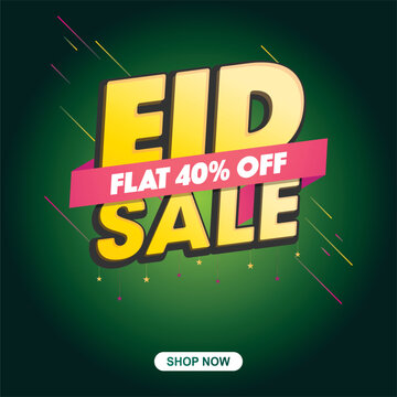 Big Eid Sale Banner , Big eid festival sale banner , Blue 
 and green background.
