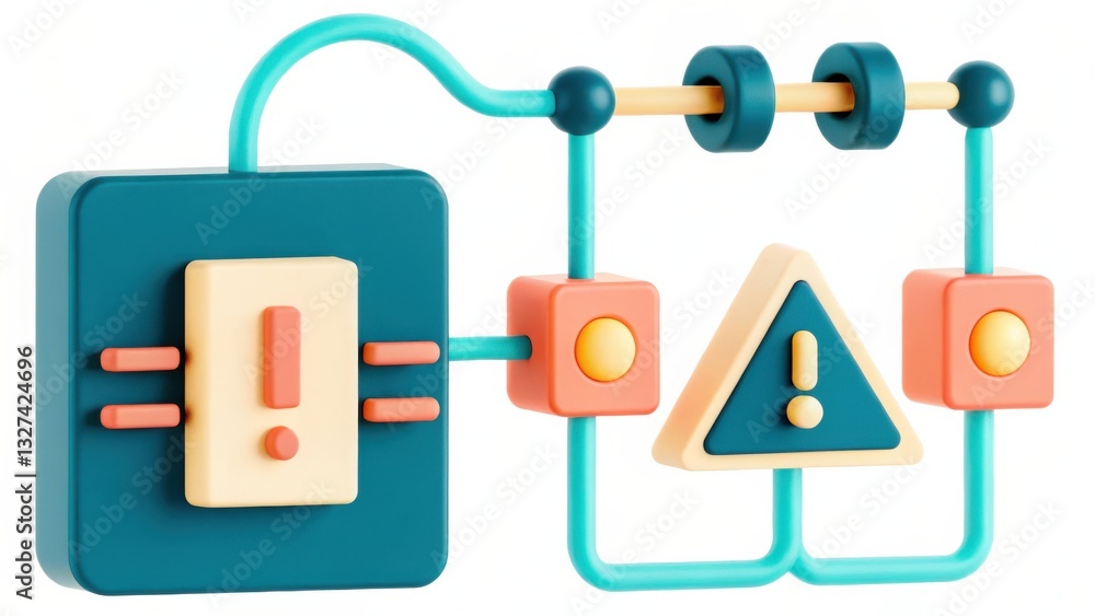 Poster abstract 3d system warning teal and orange connected components