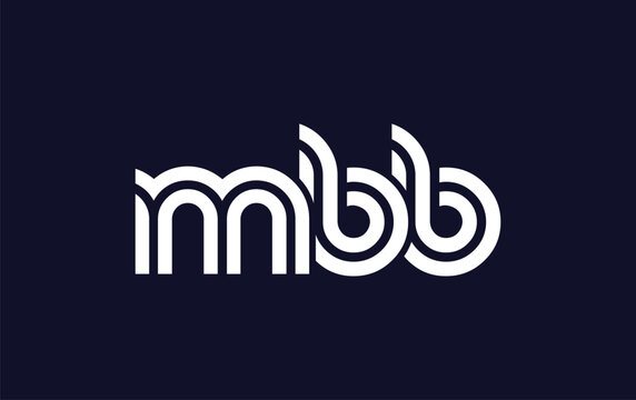 MBB Creative Unique Modern Letter Logo Design.  Stylized logo featuring a unique letter design, presenting abstract minimalist aesthetics and modern appeal.