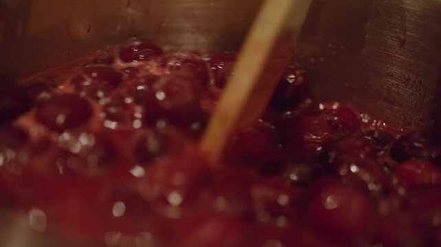 cooking cherry jam 