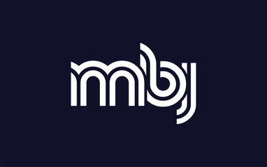 MBJ Creative Unique Modern Letter Logo Design.  Stylized logo featuring a unique letter design, presenting abstract minimalist aesthetics and modern appeal.