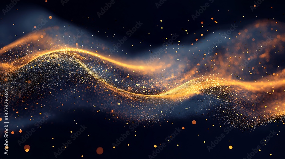 Poster Golden Particle Wave Abstract Background