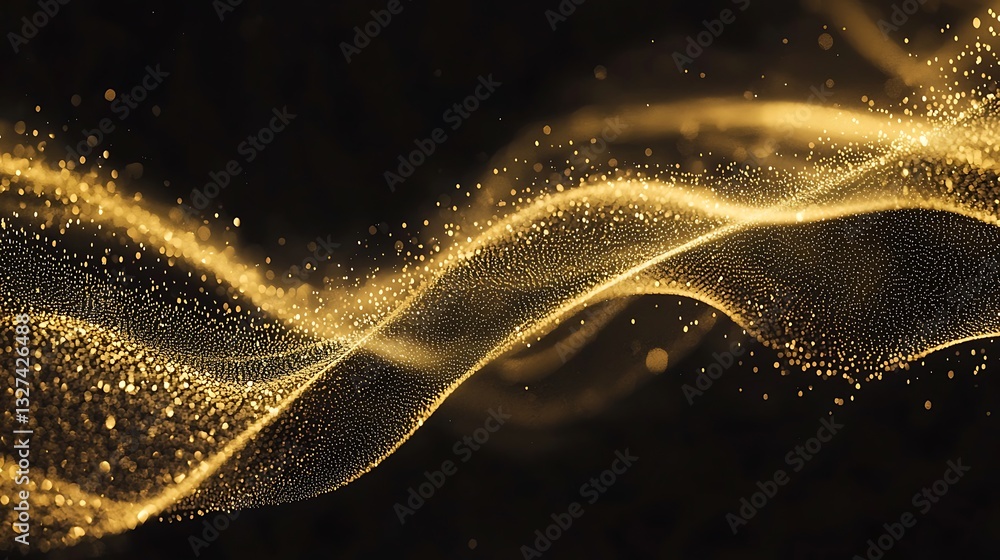 Poster Golden Particle Wave Abstract Background