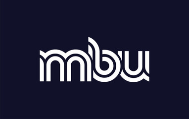 MBU Creative Unique Modern Letter Logo Design.  Stylized logo featuring a unique letter design, presenting abstract minimalist aesthetics and modern appeal.