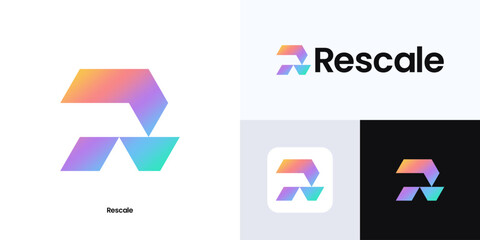 Letter R logo design, Creative simple modern monogram letter R combination with gradient colorful for identity symbol, Vector sign R illustration template element, initial R for business identity logo