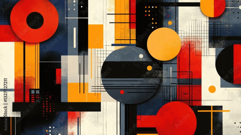 Poster Abstract geometric shapes design, vibrant color patterns. Possible use  Wallpaper, background