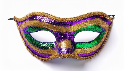 lv mardi gras sequined mask top view isolate on white background