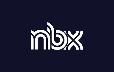 NBX Creative Unique Modern Letter Logo Design.  Stylized logo featuring a unique letter design, presenting abstract minimalist aesthetics and modern appeal.