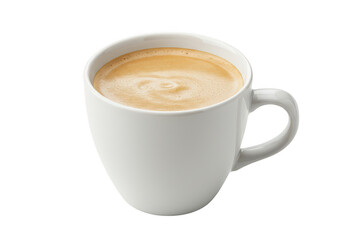 Obraz premium A simple and elegant white ceramic coffee mug filled with a hot coffee isolated on transparent background