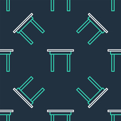 Line Wooden table icon isolated seamless pattern on black background. Vector
