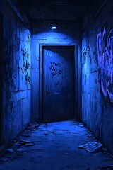 Obraz premium Underground passage entrance under night lights